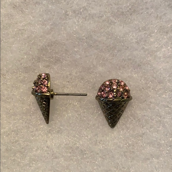 Pink Gold Ice Cream Cone Earrings w Backs - Picture 8 of 15
